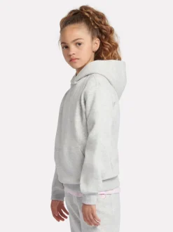 New Balance Grey Small Girls Brush Back Logo Hoodie