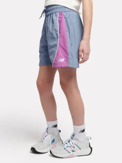 New Balance Light Blue Kids Panelled Woven Track Shorts