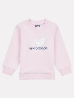 New Balance Light Pink Kids Stacked Logo Crew Sweatshirt