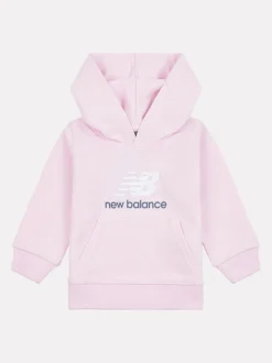 New Balance Pink Light Kids French Terry Stacked Logo Hoodie