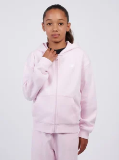 New Balance Pink Small French Terry Logo Full Zip Hoodie