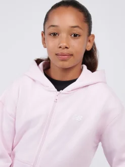 New Balance Pink Small French Terry Logo Full Zip Hoodie