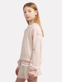 New Balance Pink Small Kids French Terry Logo Crew Sweater