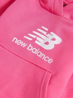 New Balance Pink Stacked Logo FT Hoodie