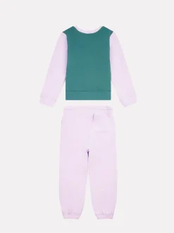 New Balance Pink/Green FT Colourblock Curved Hem Crew & Joggers Set