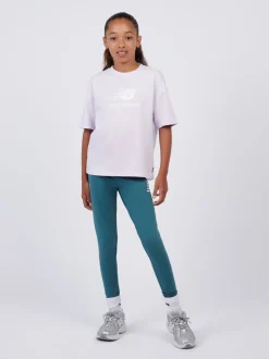 New Balance Purple Stacked Logo T-Shirt and Leggings Set