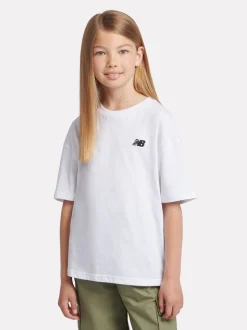 New Balance White Small Girls Logo 100% Cotton T-Shirt