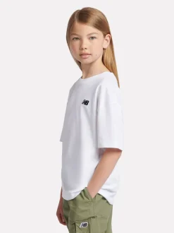 New Balance White Small Girls Logo 100% Cotton T-Shirt