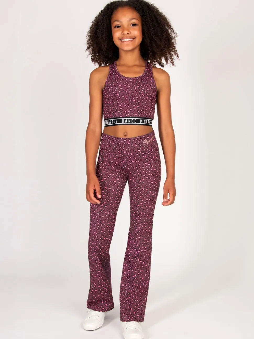 Pineapple Animal Girls Leopard Print Jersey Flare Trousers