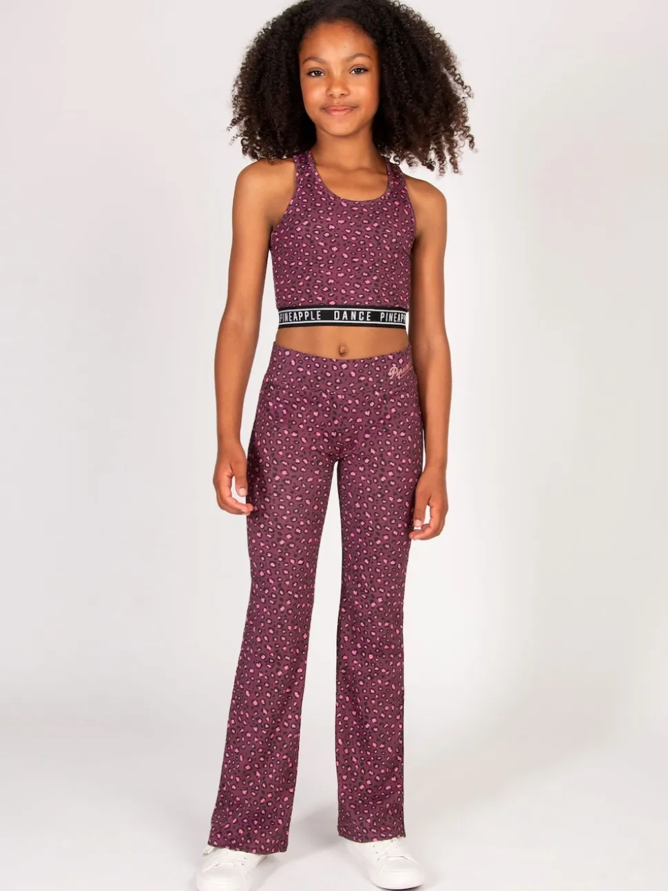 Pineapple Animal Girls Leopard Print Jersey Flare Trousers
