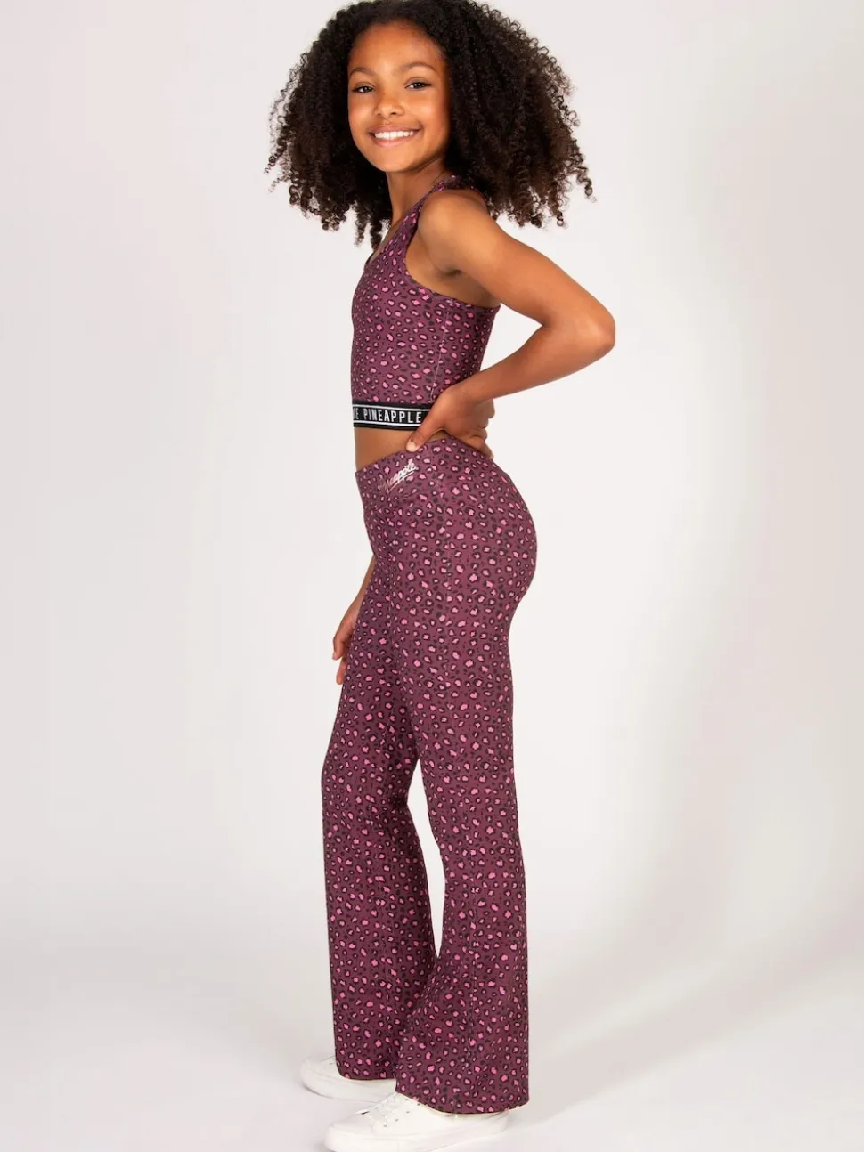 Pineapple Animal Girls Leopard Print Jersey Flare Trousers