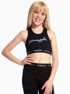 Pineapple Black Script Crop Top