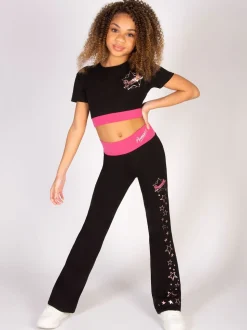 Pineapple Black The Next Step Star Short Sleeve Crop Top