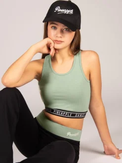 Pineapple Green Tape Hem Midi Crop Top