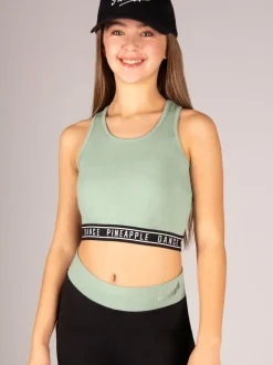 Pineapple Green Tape Hem Midi Crop Top