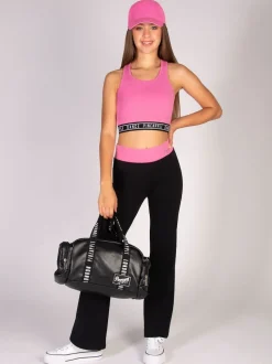 Pineapple Pink Tape Hem Midi Crop Top