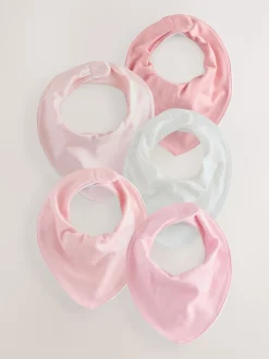 Pink 5 Pack Baby Dribble Bibs