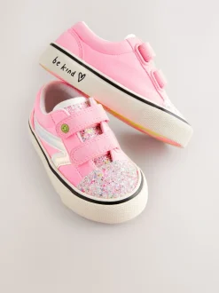 Pink Standard Fit (F) Touch Fastening Trainers