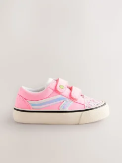 Pink Standard Fit (F) Touch Fastening Trainers