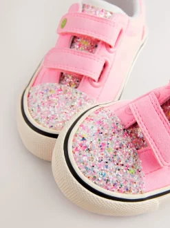 Pink Standard Fit (F) Touch Fastening Trainers