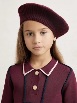Reiss Berry Beatrice 3-9 yrs Wool Blend Rib Knit Beret With Cashmere