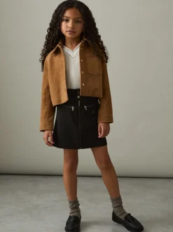 Reiss Black Poppie 4-9 yrs Piqué Zip-Detail Mini Skirt