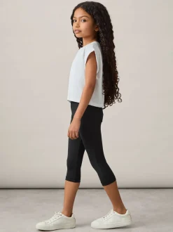 Reiss Black Raye 4-9 yrs Three-Quarter Length Leggings