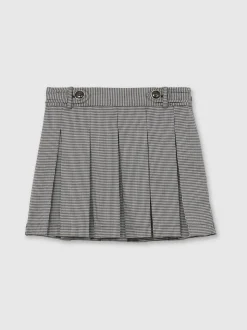 Reiss Black/White Molly 3-9 yrs Houndstooth-Check Pleated Skirt