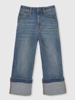 Reiss Blue Belinda 3-9 yrs Straight-Leg Turn-Up Jeans