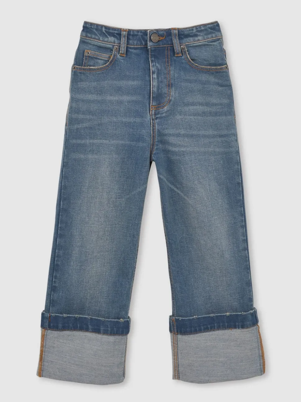 Reiss Blue Belinda 3-9 yrs Straight-Leg Turn-Up Jeans