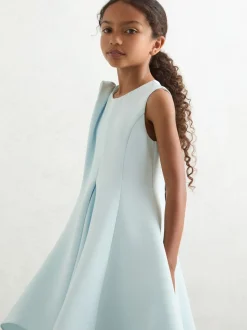 Reiss Blue Florie 9-13 yrs Flower-Detail Fit-And-Flare Dress