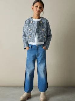 Reiss Blue Magda 9-13 yrs Double-Breasted Bouclé Jacket