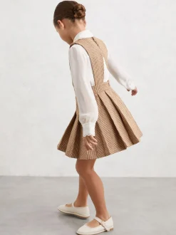Reiss Brown Briana 9-13 yrs Puppytooth-Check Pinafore Dress