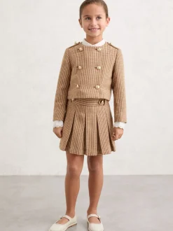 Reiss Brown Brooke 3-9 yrs Puppytooth-Check Fitted Jacket