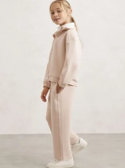 Reiss Neutral Laney 3-9 yrs Premium Interlock Wide-Leg Joggers