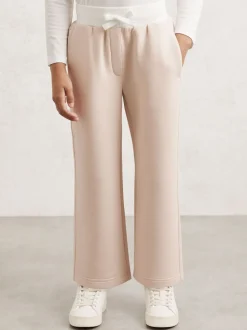 Reiss Neutral Laney 9-13 yrs Premium Interlock Wide-Leg Joggers