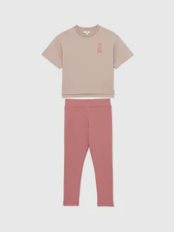 Reiss Pink Alison 3-9 yrs Ballet-Embroidery Top and Leggings Set