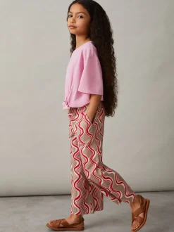 Reiss Red Clarise 4-9 yrs Cotton-Linen Printed Trousers