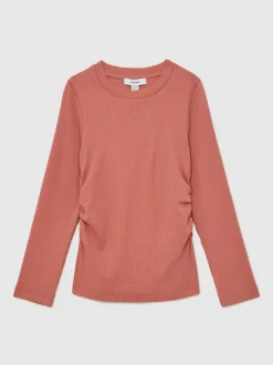 Reiss Rose Trina 9-13 yrs Cotton Ruched Long-Sleeve T-Shirt with Stretch