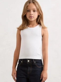 Reiss White Violet 3-9 yrs Stretch-Cotton Ribbed Vest