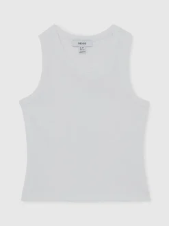Reiss White Violet 3-9 yrs Stretch-Cotton Ribbed Vest