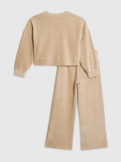 River Island Beige Cosy Cord Lounge Sweatshirt & Wide Leg Joggers Set