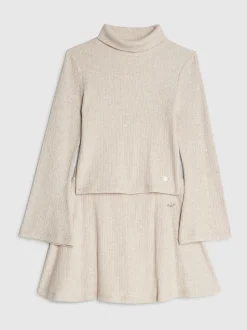 River Island Beige Girls Cosy Long Sleeve Top and Skort Set