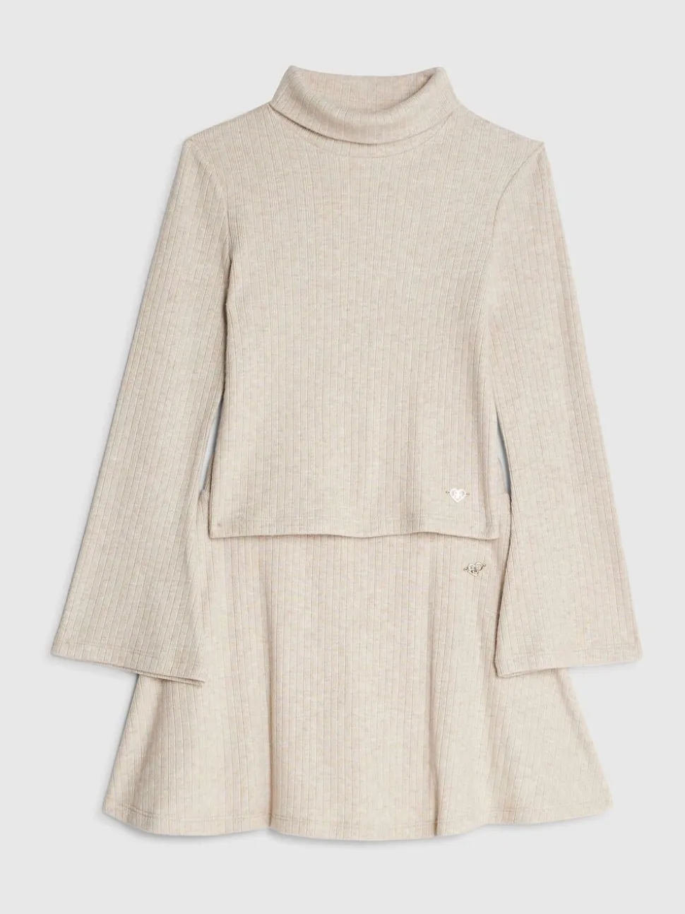 River Island Beige Girls Cosy Long Sleeve Top and Skort Set