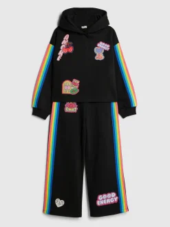 River Island Black Badged Sweatshirt and Wide Leg Trackset