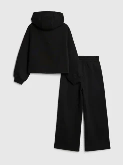 River Island Black Badged Sweatshirt and Wide Leg Trackset