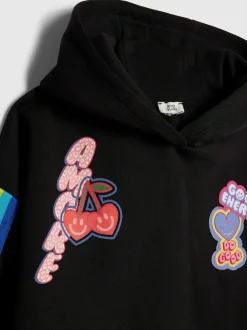 River Island Black Badged Sweatshirt and Wide Leg Trackset