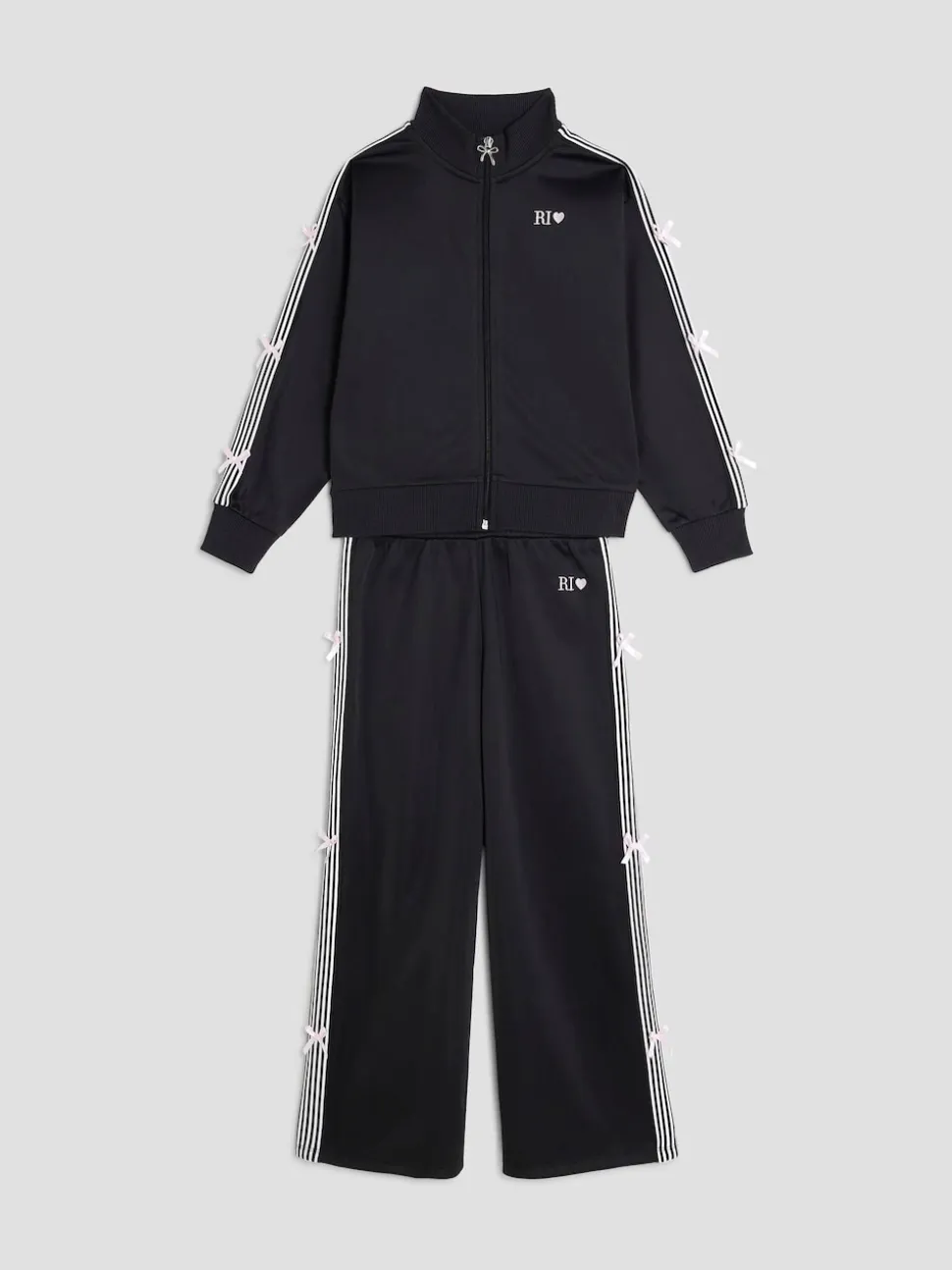 River Island Black Bow Tracksuit Set