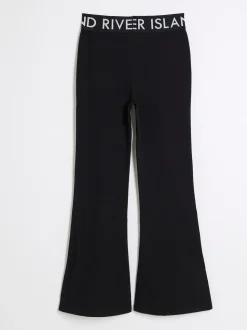 River Island Black Deep Waistband Kickflare Leggings