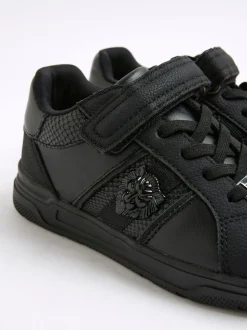 River Island Black Faux Leather Lion Head Trainers